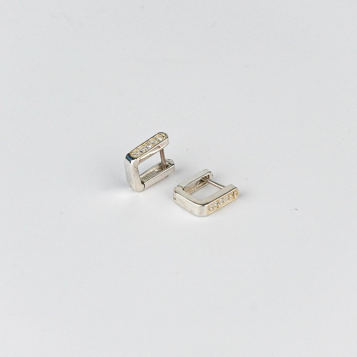 Small CZ U Shape Silver Earrings for Everyday Wear