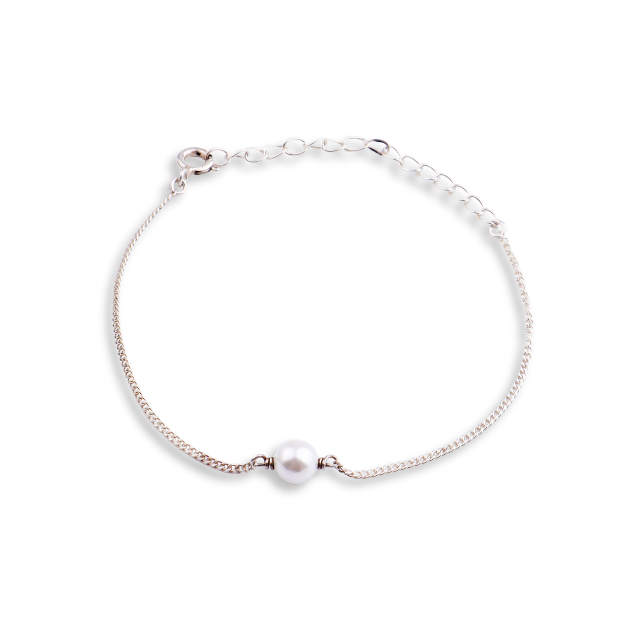 Silver Chain Single Pearl Bracelet