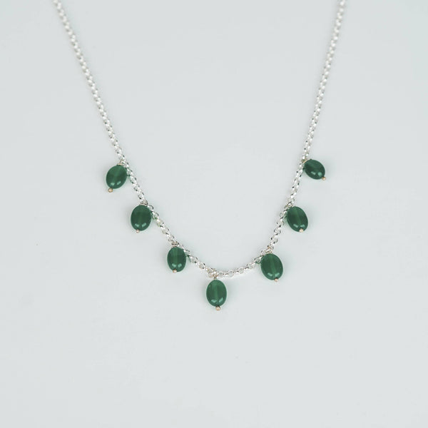 Angled side view of Silver Green Onyx Chain in sterling silver
