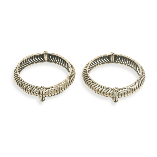 Oxidised Silver Shindeshahi Tode (Pair)