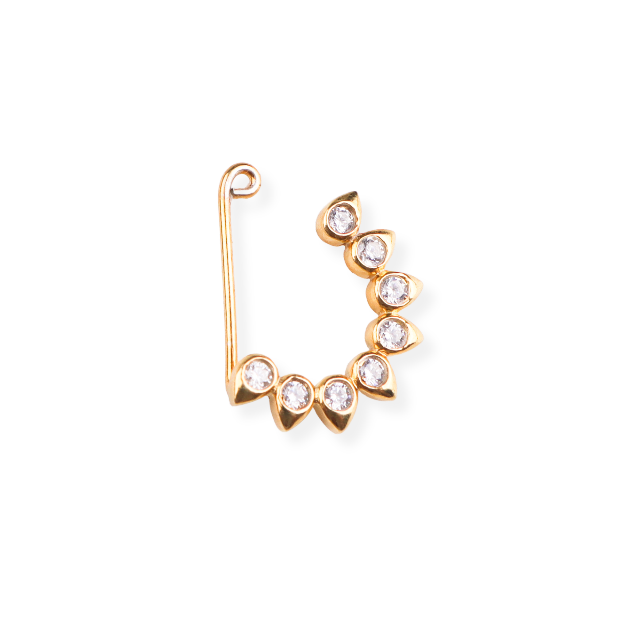 CZ Petal Nath (Clip-On) | 22K Gold Plated | 92.5 Silver