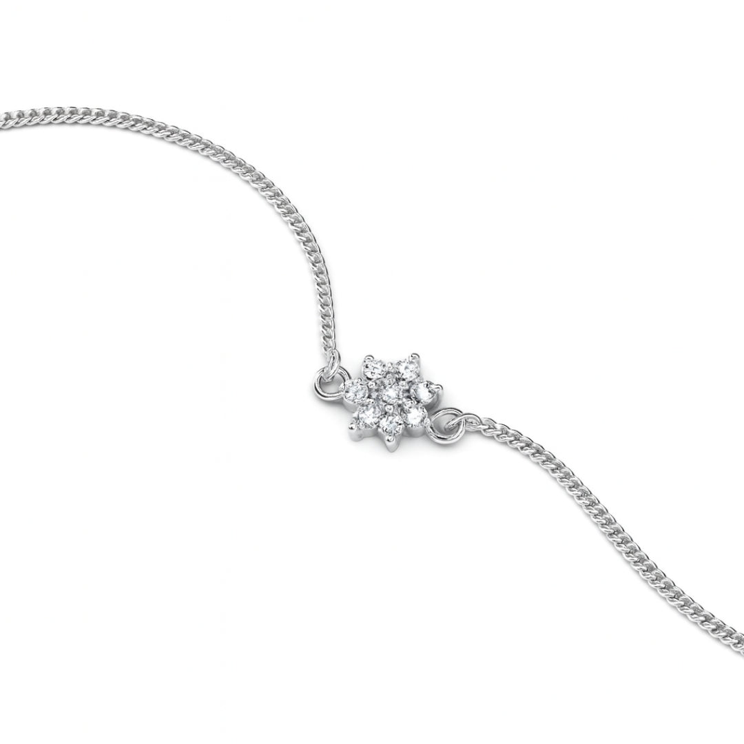 Single Flower Motif Bracelet | CZ | 92.5 Silver