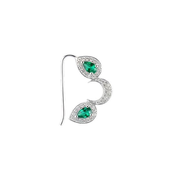 Silver chandrakor green drop nath with cz stones pierced (big)
