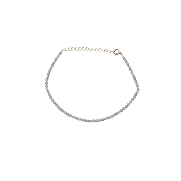 Labradorite beaded anklet with adjustable silver chain
