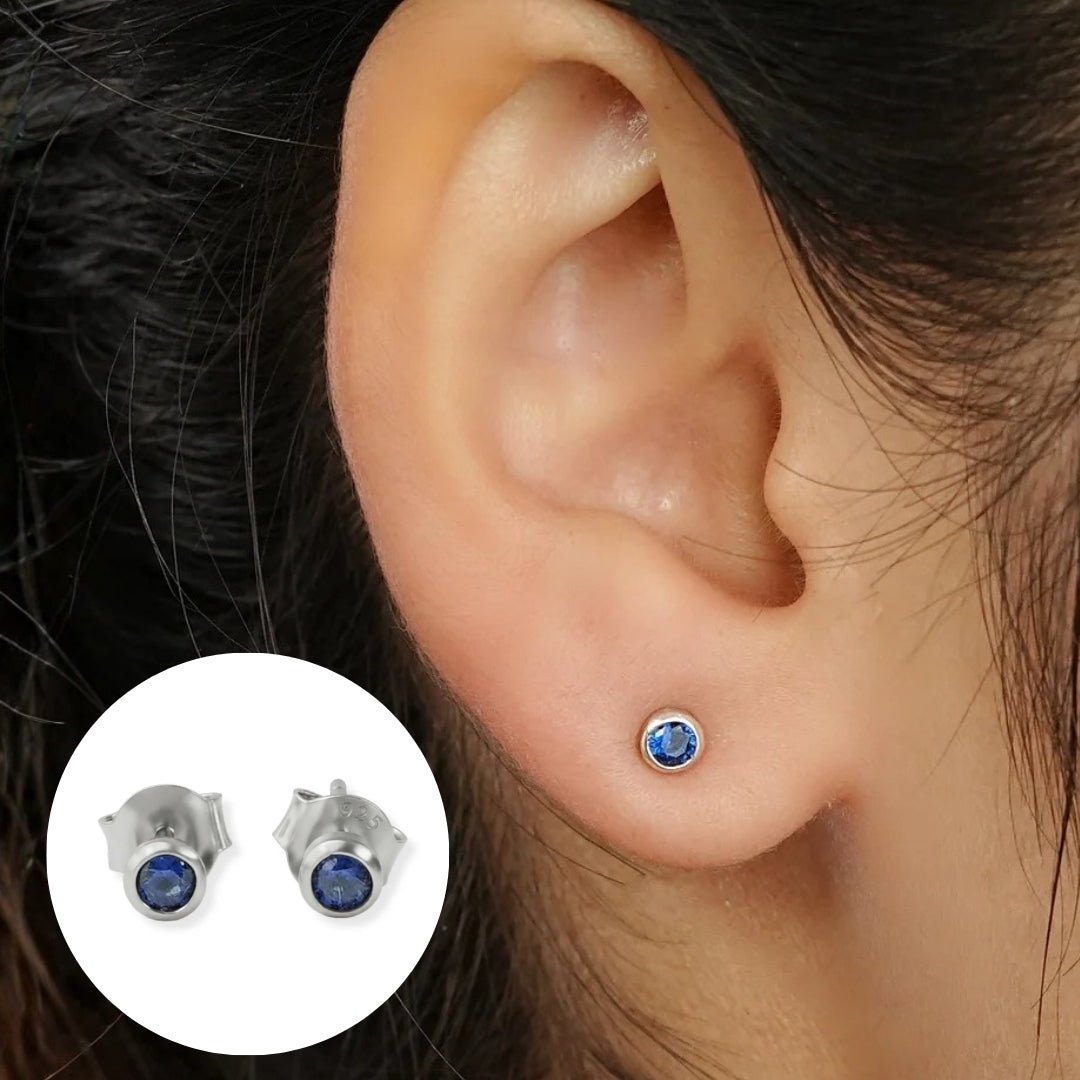 Tiny Blue CZ Stud