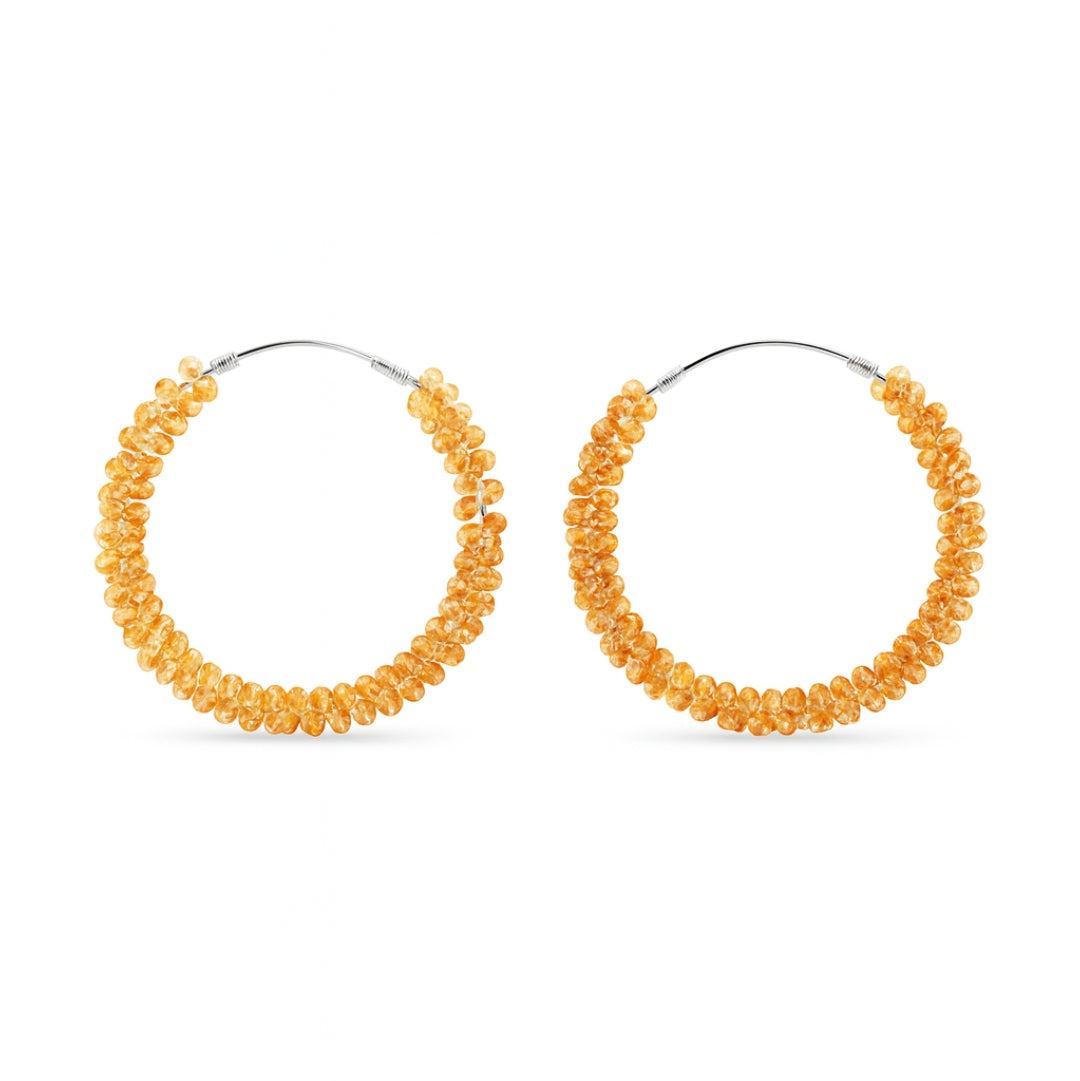 Silver Citrine Hoops