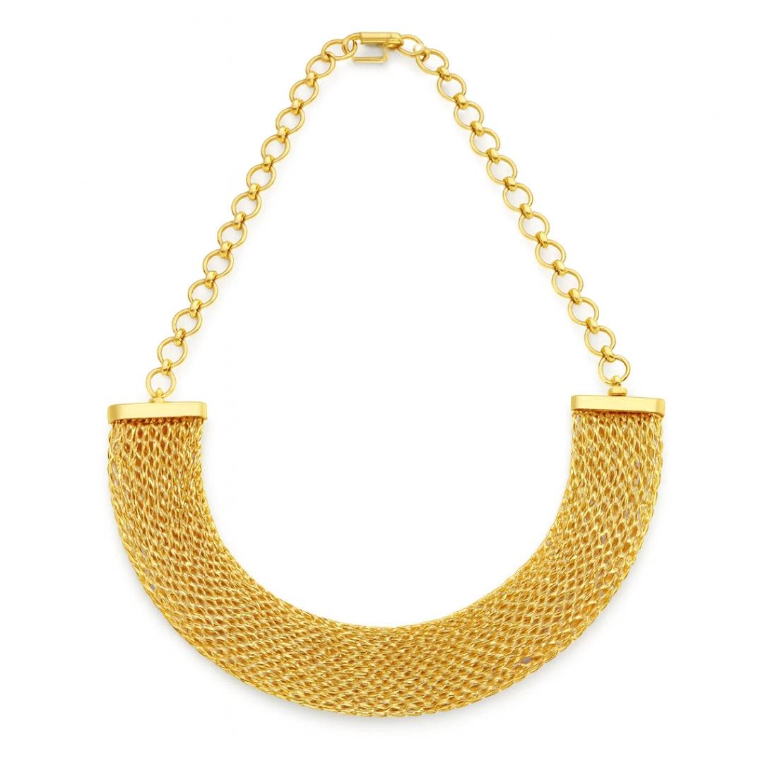 Gold plated silver choker necklace for jewelry and accessories
