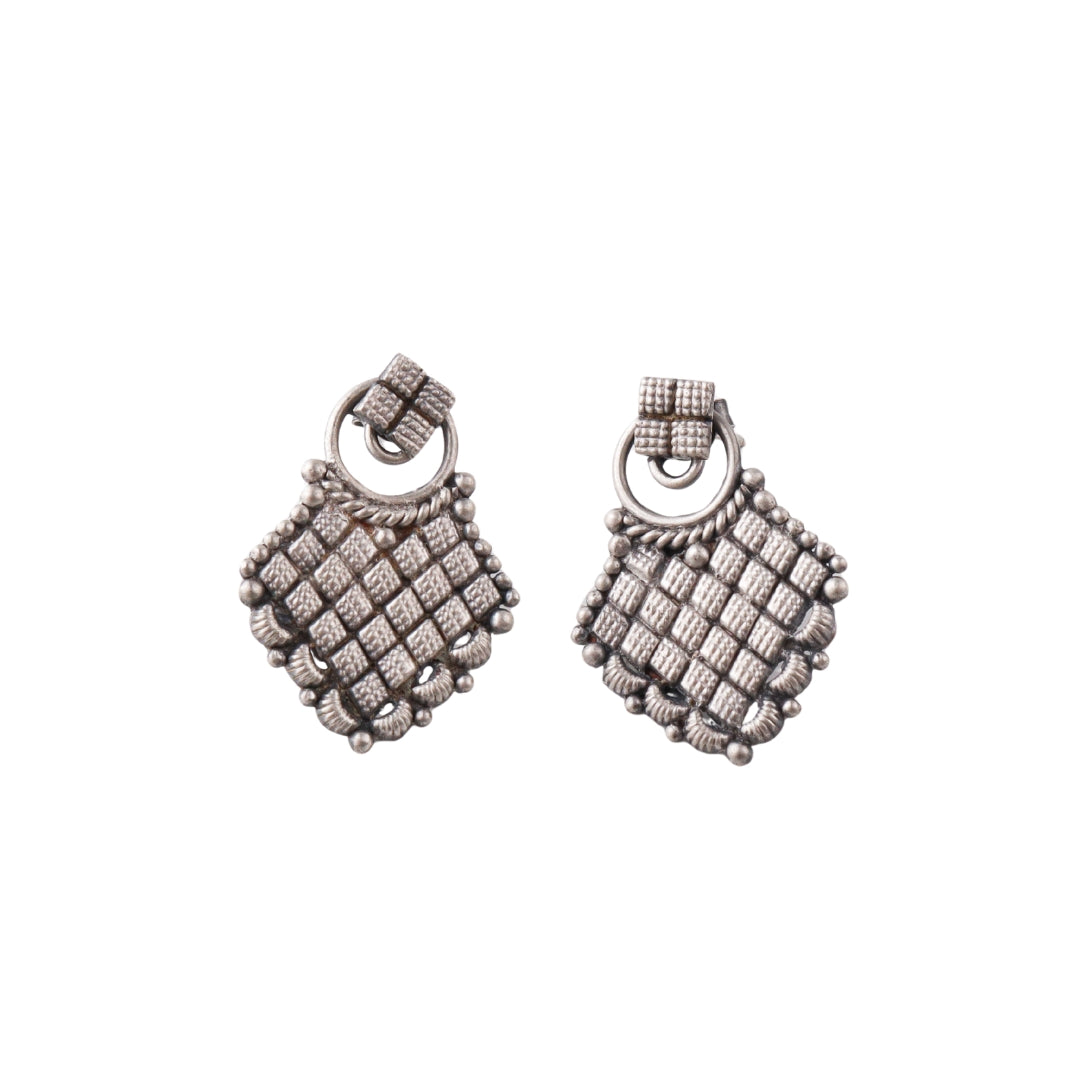 Silver Oxidized Jacket Earring