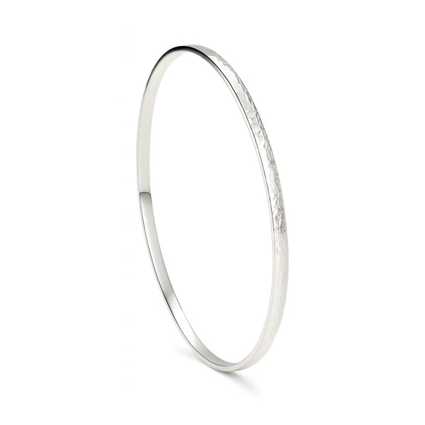 Thin Silver Textured Bangle
