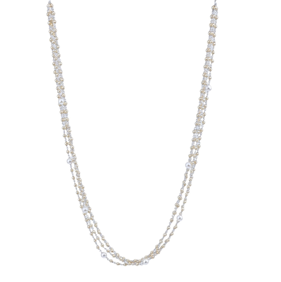 Luxe Necklace - Golden & White Pearls