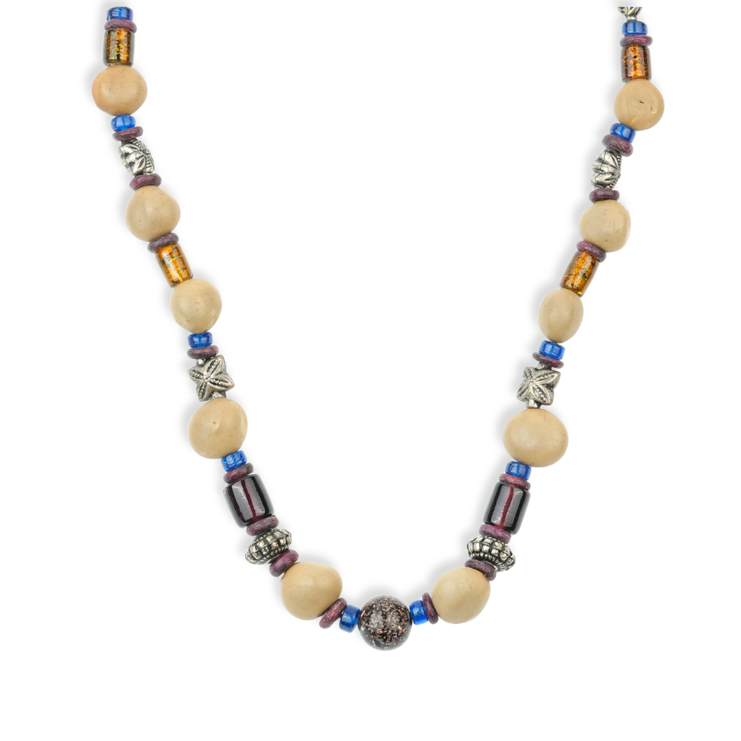 Glass Bead and Multicolour Bead Necklace