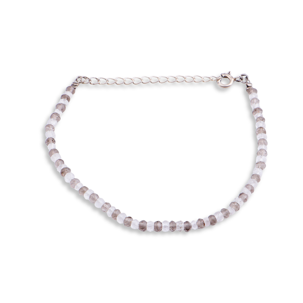 Smokey Quartz and Crystals Silver Bracelet