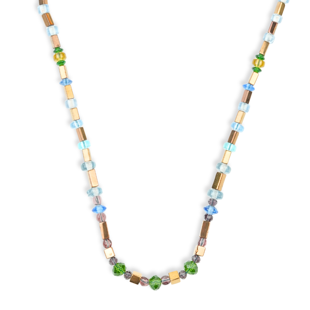 Glass Bead and Copper Bead Necklace