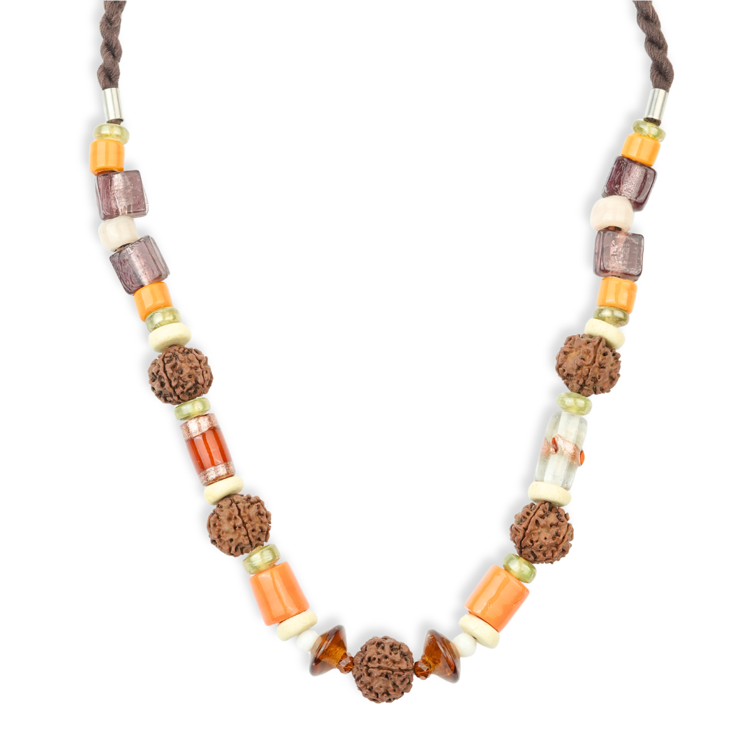 Rudraksha and Multicolour Bead Necklace