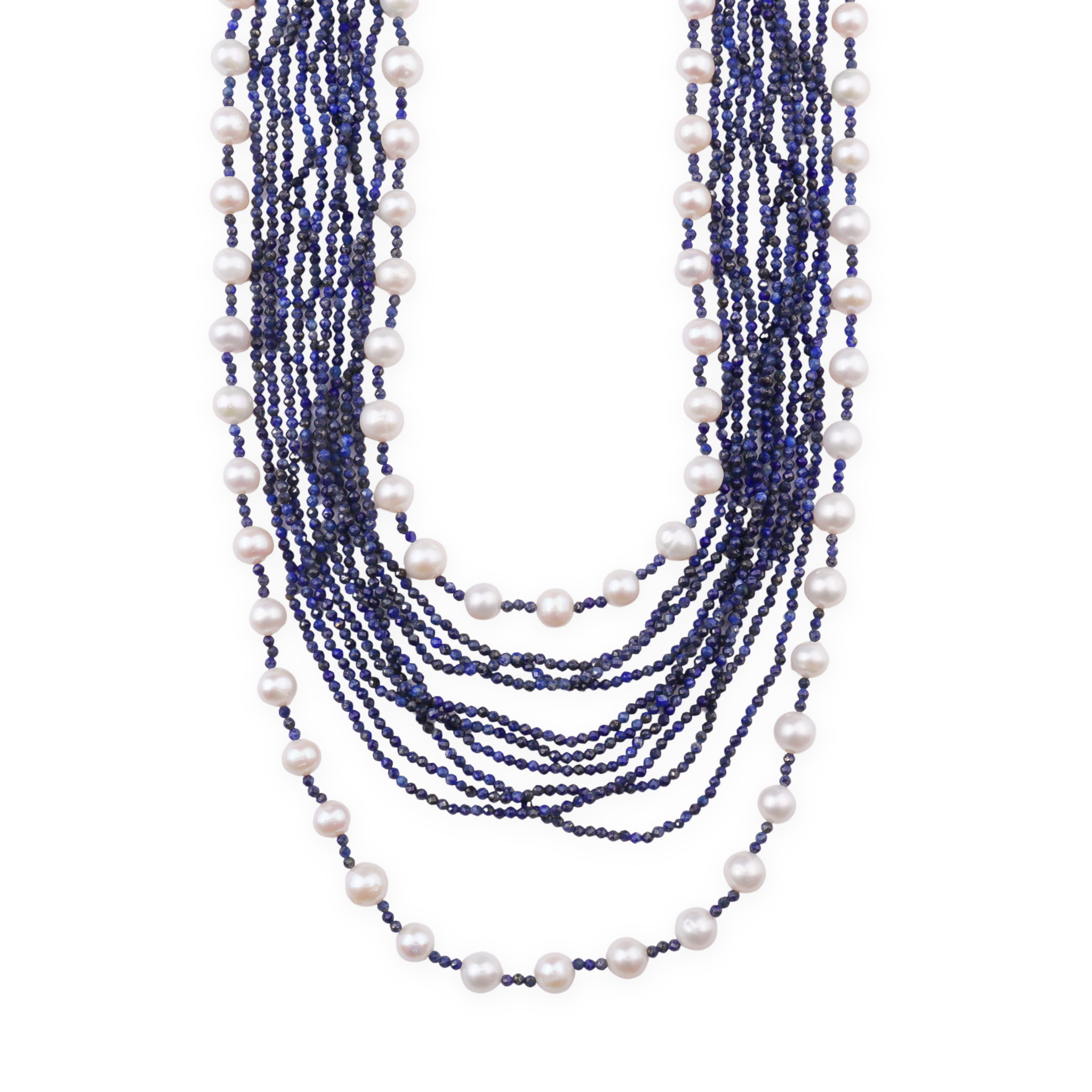Luxe Necklace - Fresh Water Pearls & Lapis Lazuli