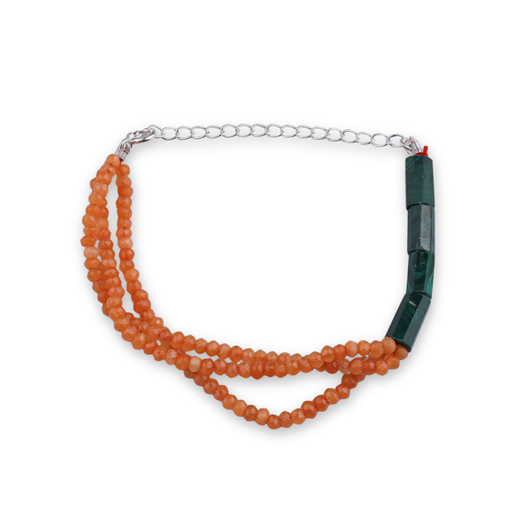 Orange Jade & Malachite Silver Bracelet (Project Handmade)