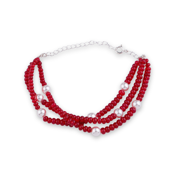Ruby & Pearl Silver Bracelet (Project Handmade)