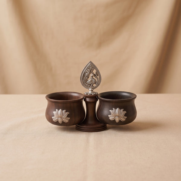 Oxidised Silver Peacock Haldi Kunku Karanda