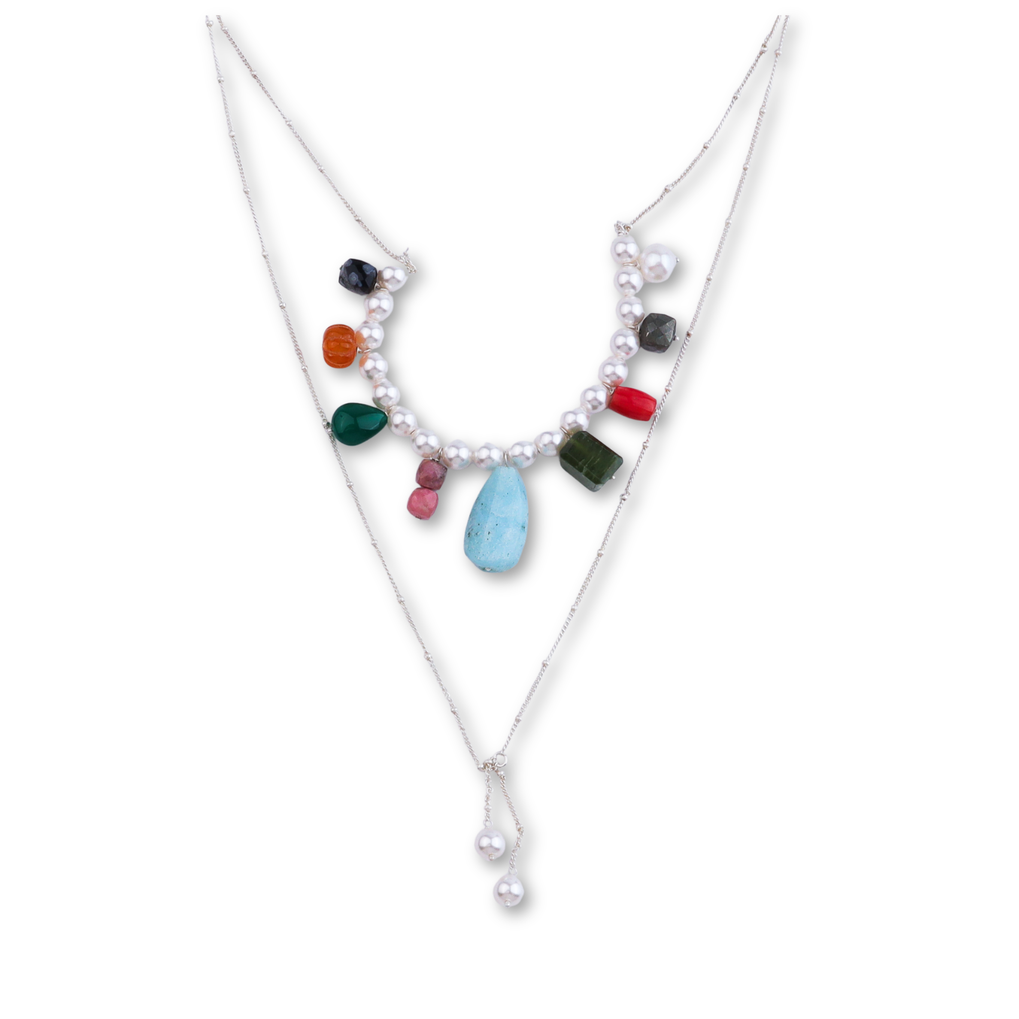 Two-Layer Multicolour Pearl Necklace