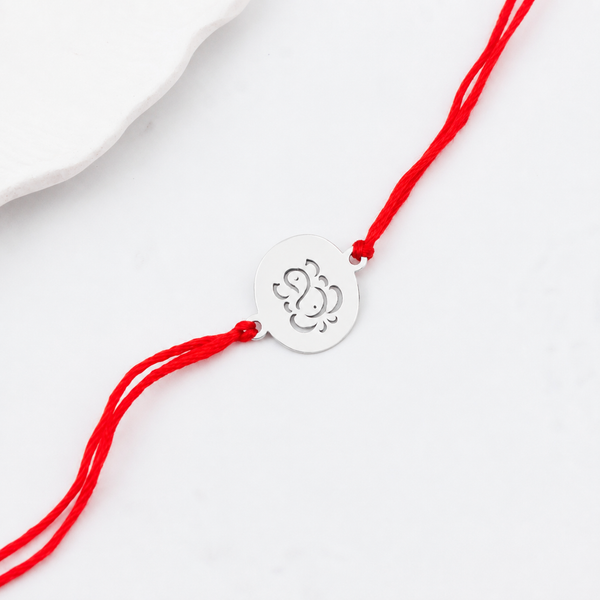 Handcrafted Silver Rakhi: Ganesh