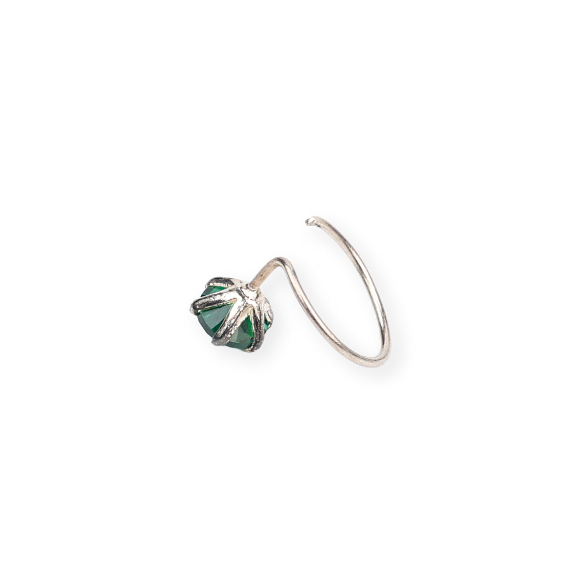 Green CZ Nose Pin - Medium (Pierced)