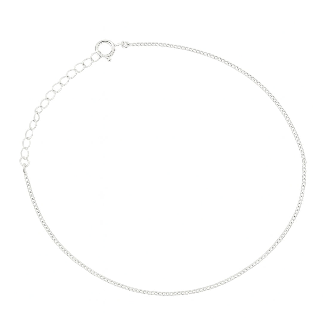 Plain silver chain anklet in 92.5 sterling silver