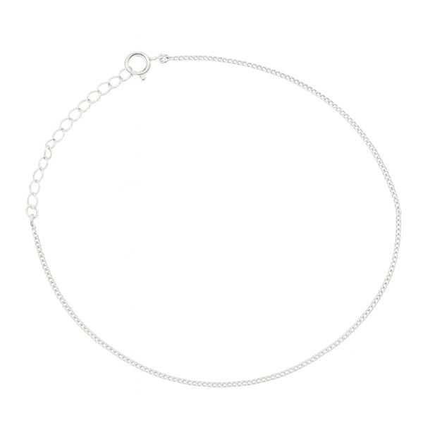 Plain silver chain anklet in 92.5 sterling silver