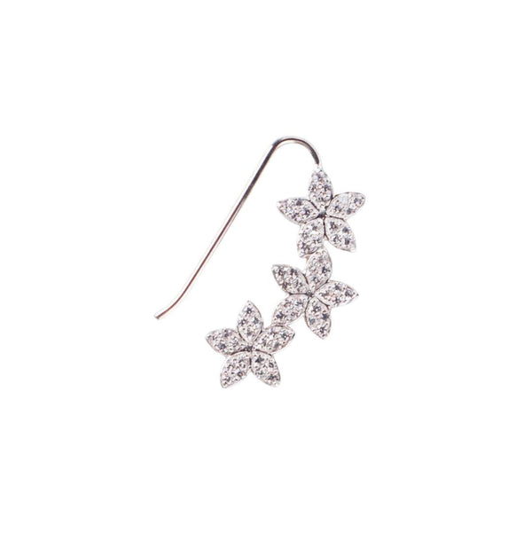 Silver flower Nath with CZ stones for earrings