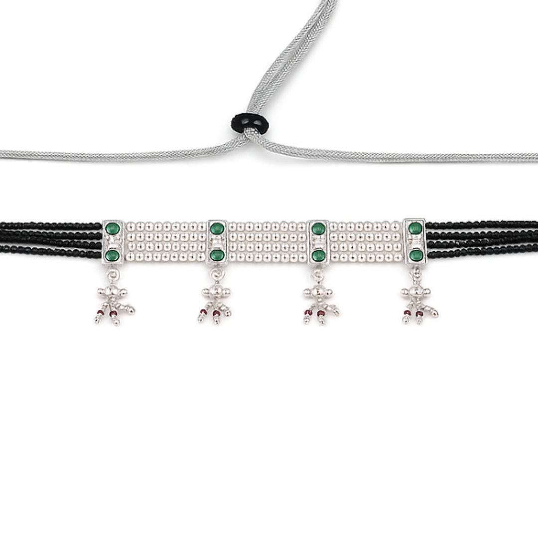 Angled side view of Silvers Chinchapeti Mangalsutra