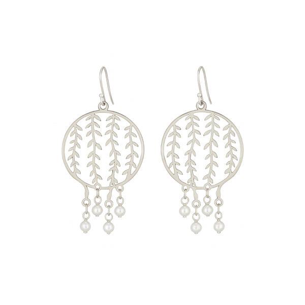 Vine drop pearl chandbali