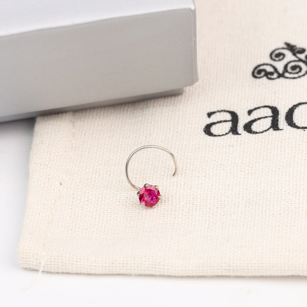 Pink CZ Nose Pin - Big (Pierced)