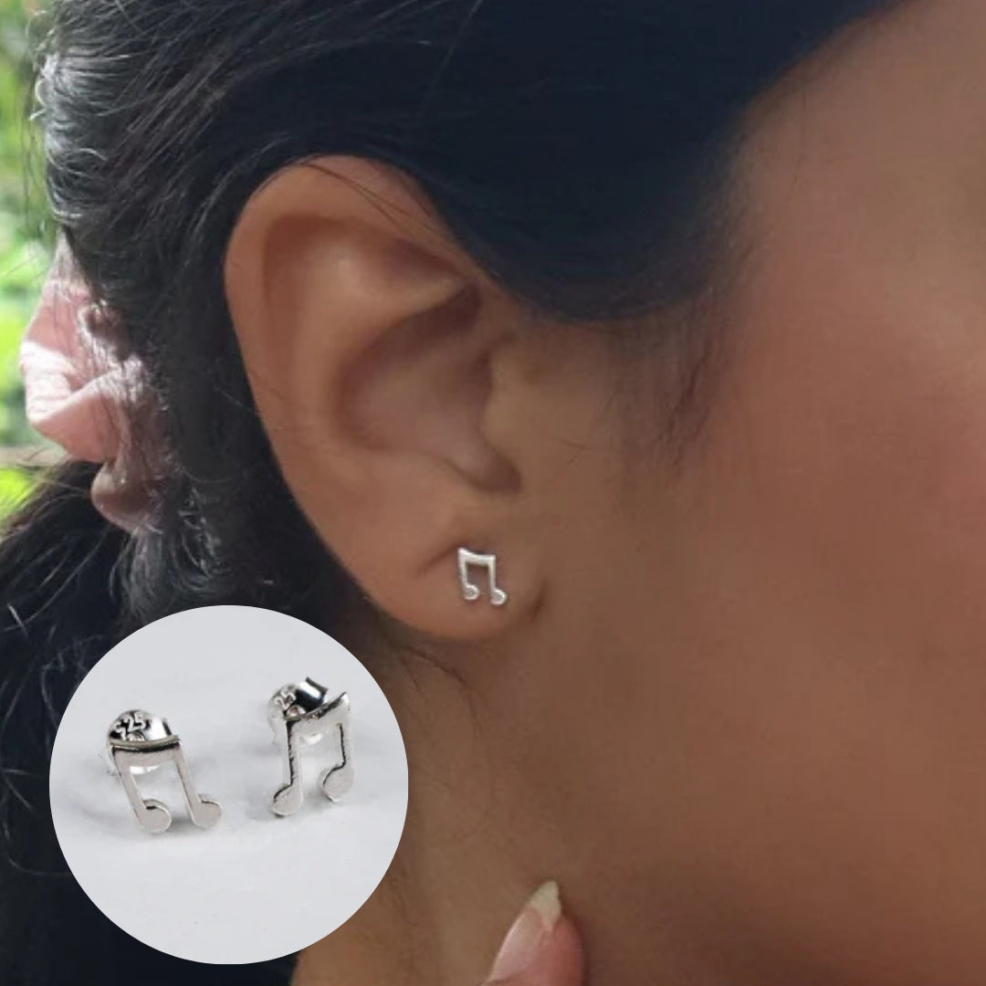 Musical note sterling silver earrings for women