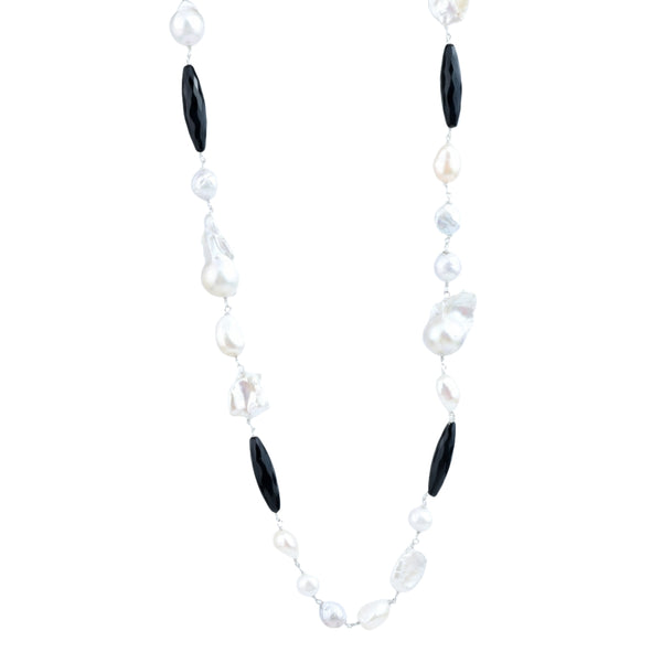 Pearl Ganthan Necklace with Semiprecious Stones