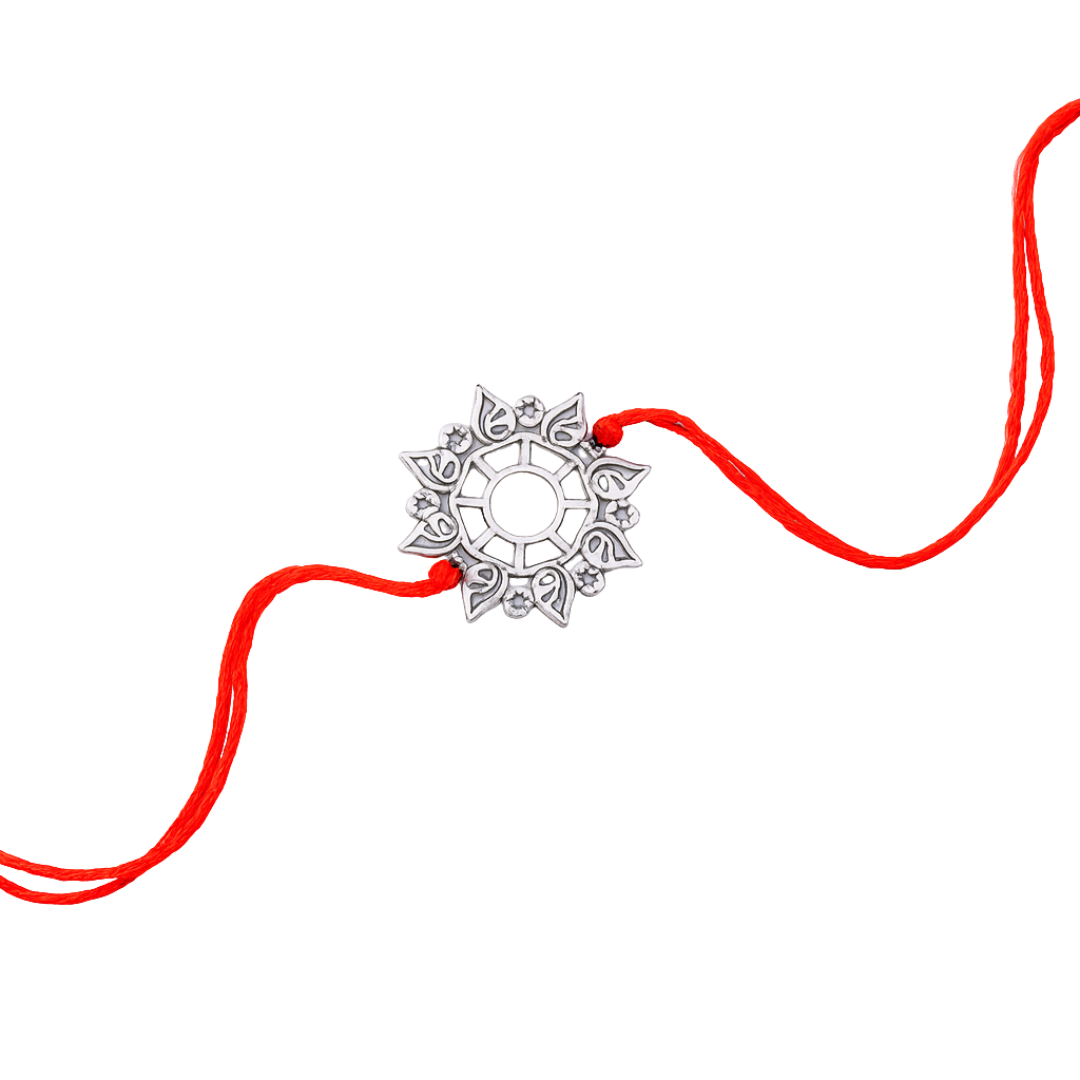 Silver Laser Cut Abstract Rakhi