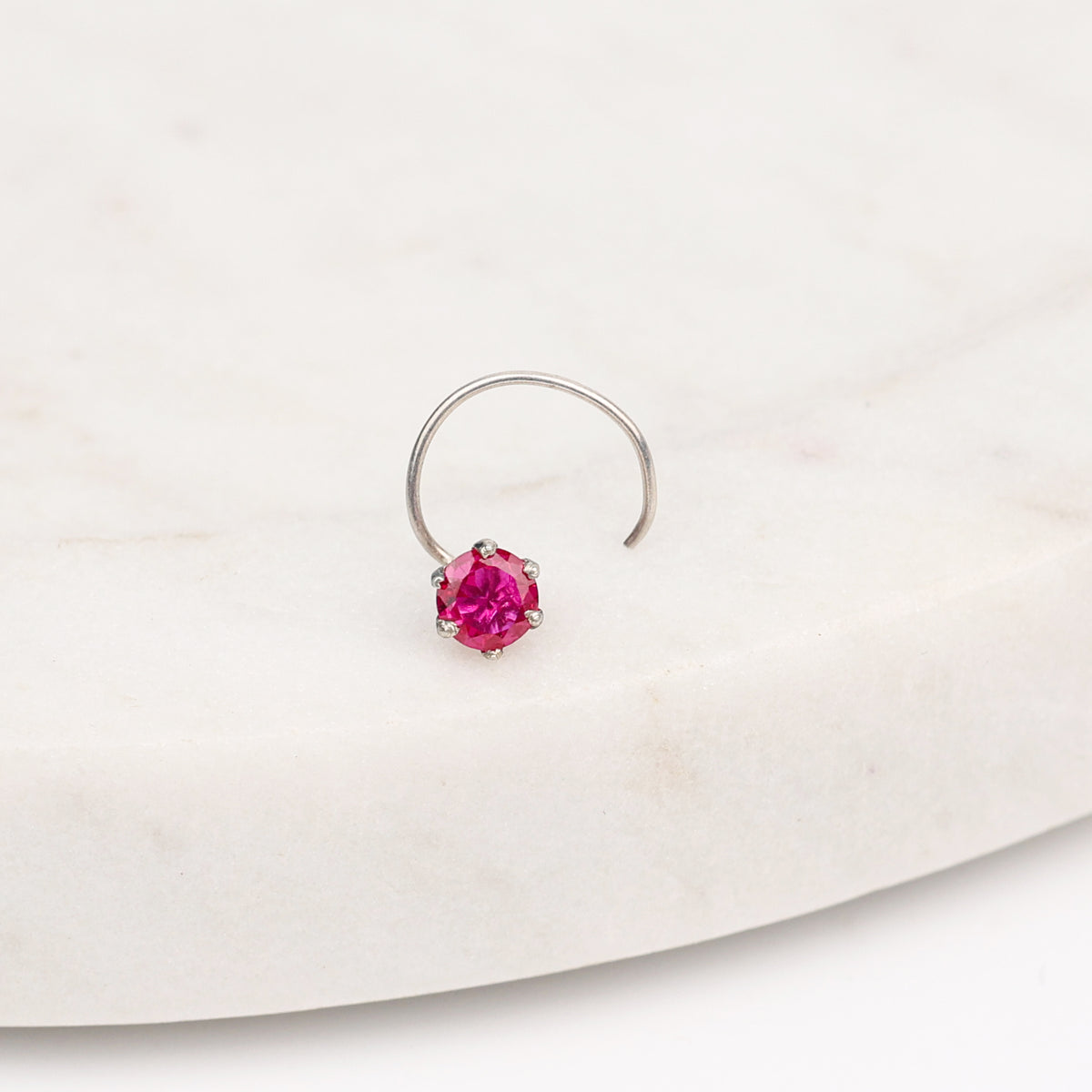 Pink CZ Nose Pin - Medium (Pierced)