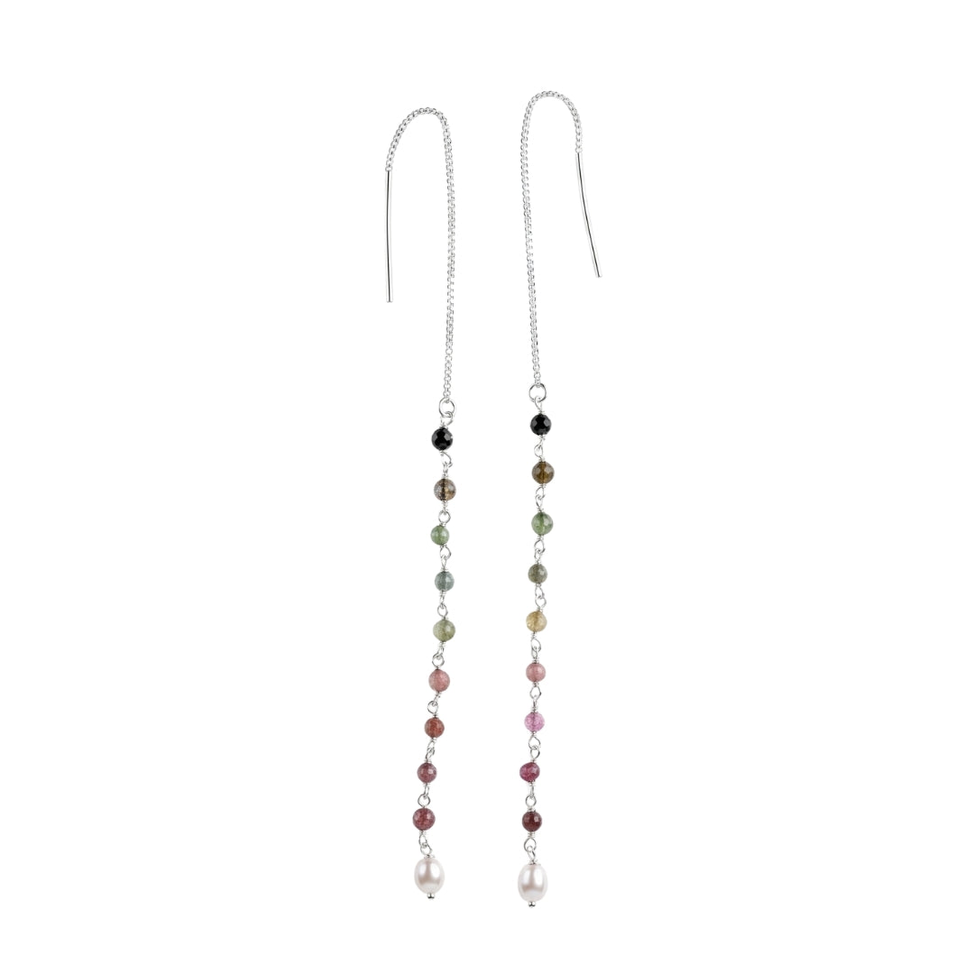 Tourmaline & Freshwater Pearl Ganthan Sui Dhaga Earrings (Project Handmade)