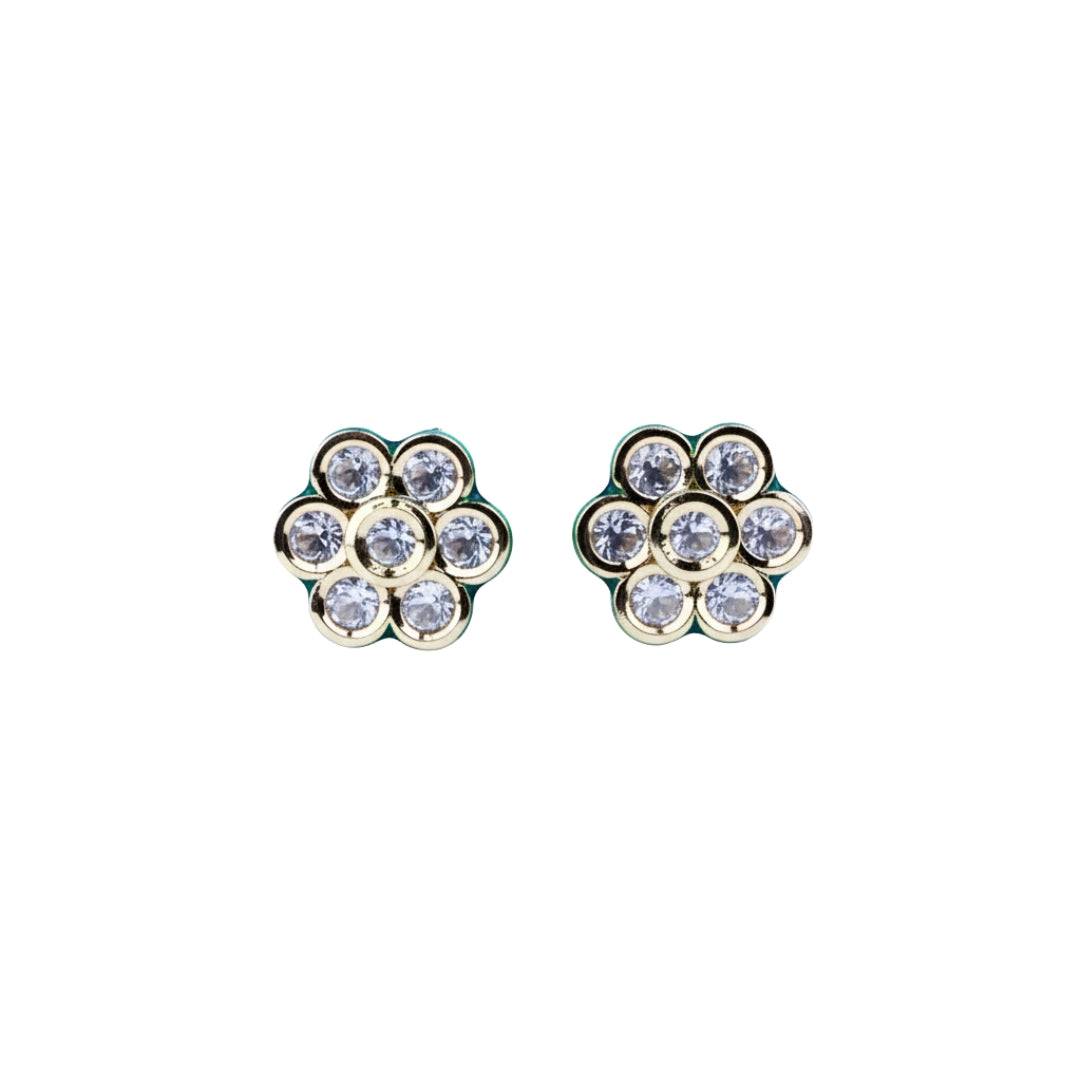 22K gold-plated fashion earring front view featuring an elegant design and premium 22K gold-plated finish
