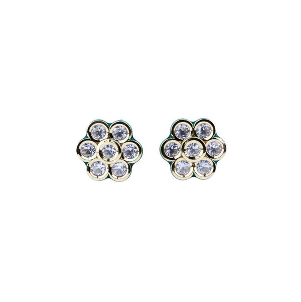 22K gold-plated fashion earring front view featuring an elegant design and premium 22K gold-plated finish