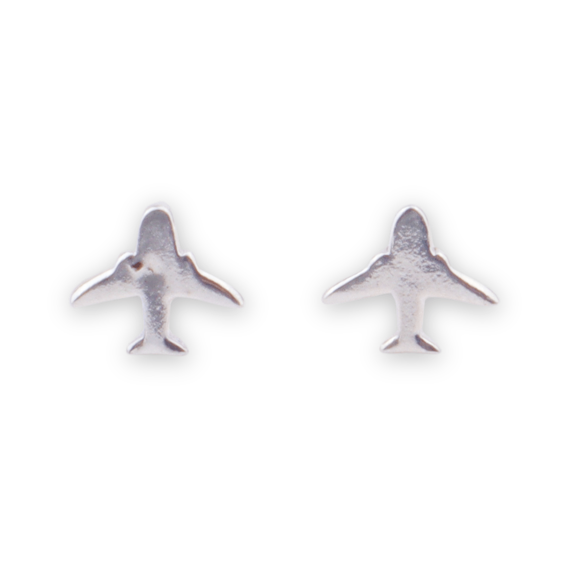 Silver airplane studs earrings in sterling silver