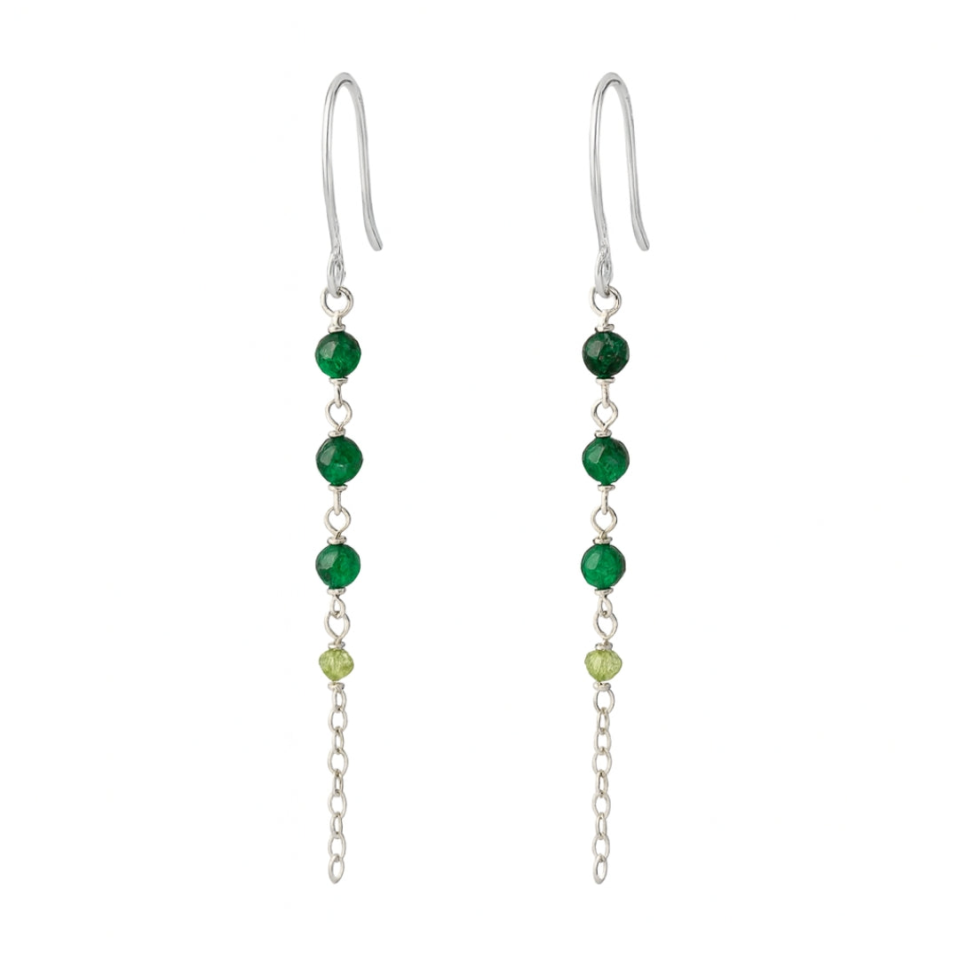 Silver Green Stone Danglers