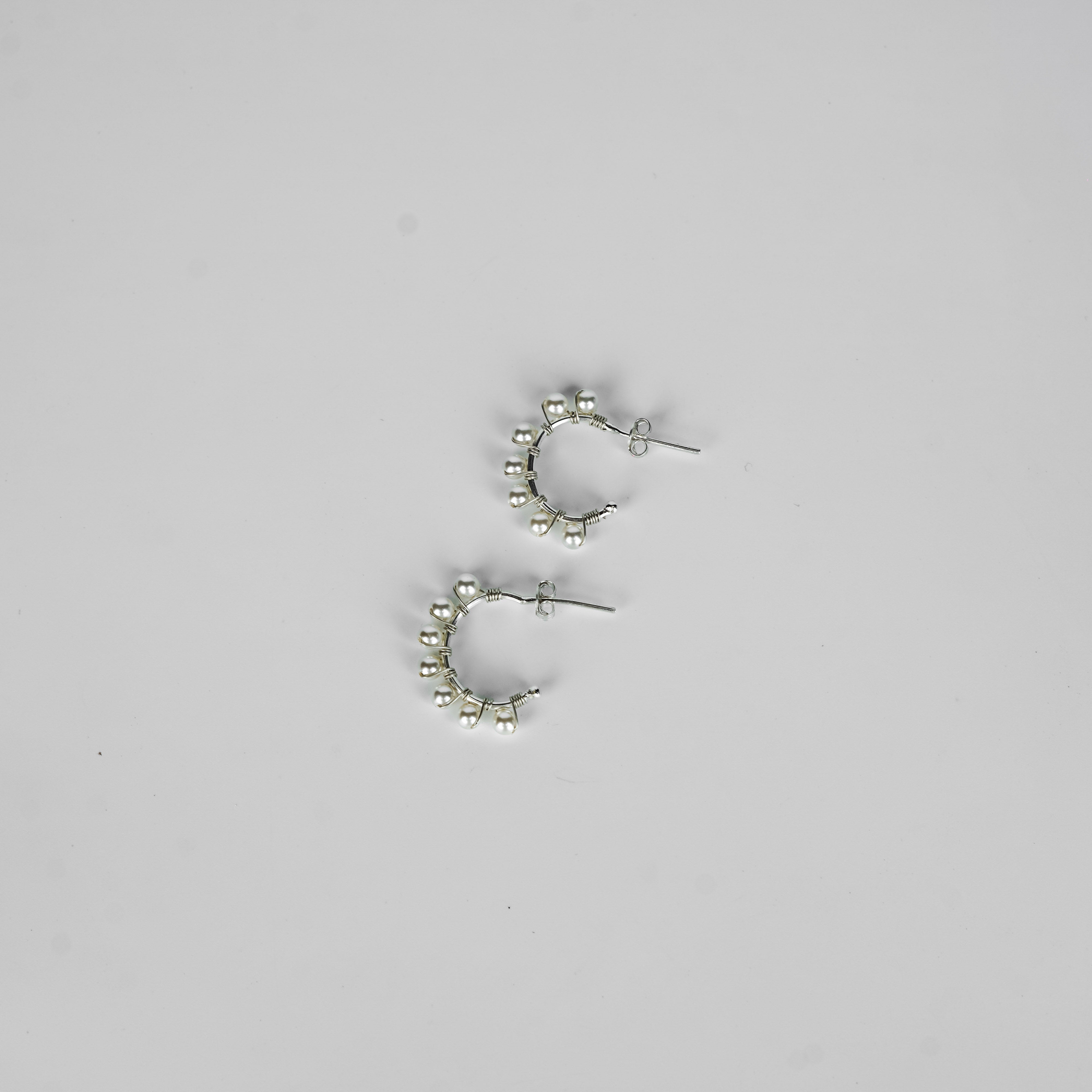 Silver Pearl Hoops (4mm)