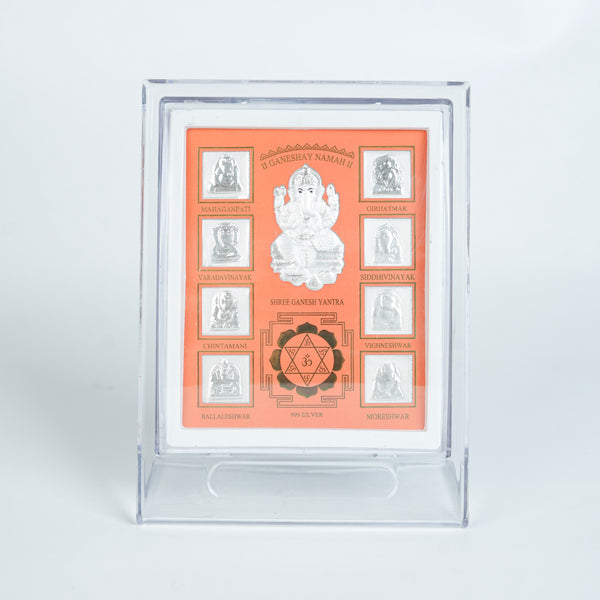 Orange Ganesh Yantra Frame | 92.5 Sterling Silver