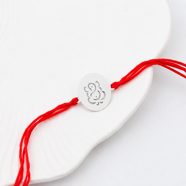 Handcrafted Silver Rakhi: Ganesh