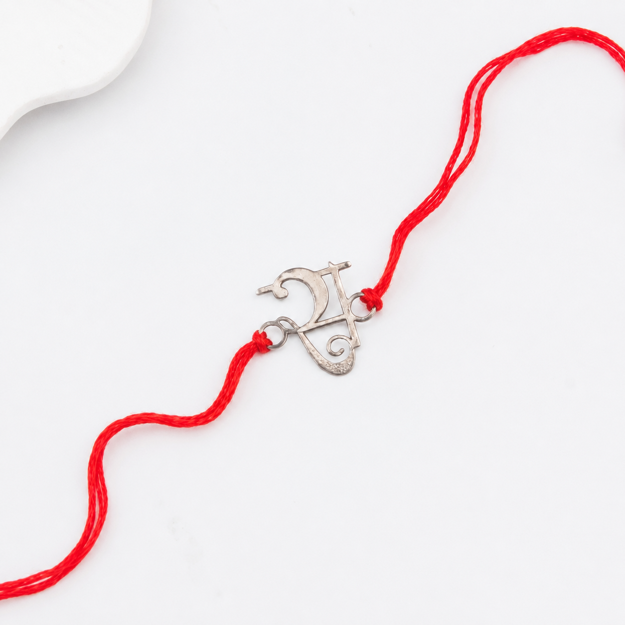 Silver Laser Cut 'स' Akshar Rakhi in Devnagari