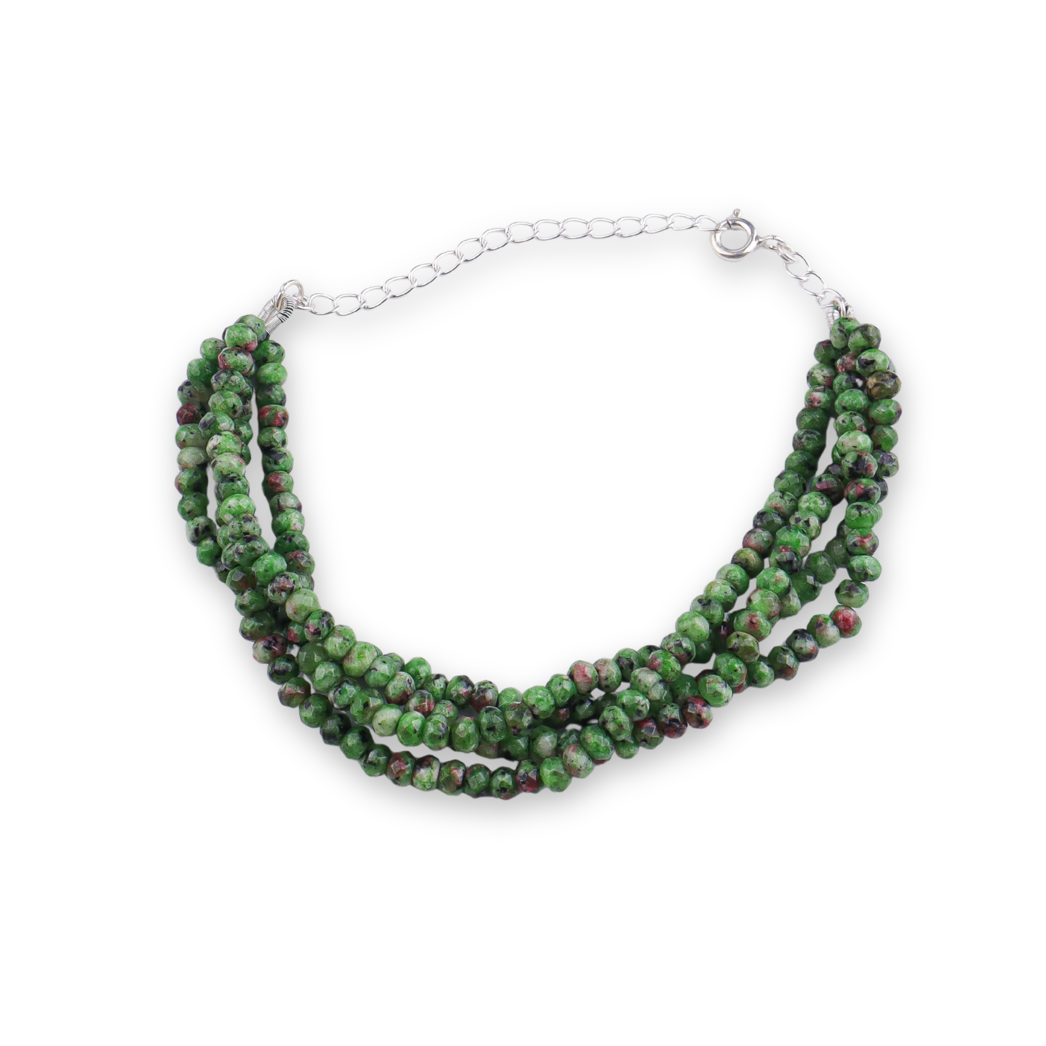 Green Jade Silver Bracelet (Project Handmade)