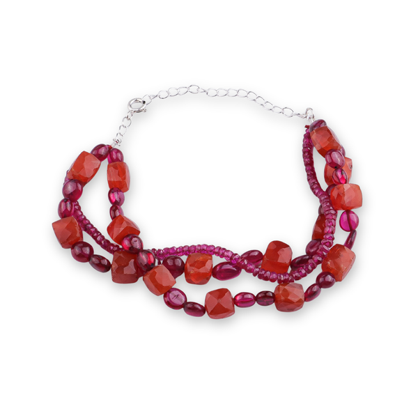 Ruby & Carnelian Silver Bracelet (Project Handmade)
