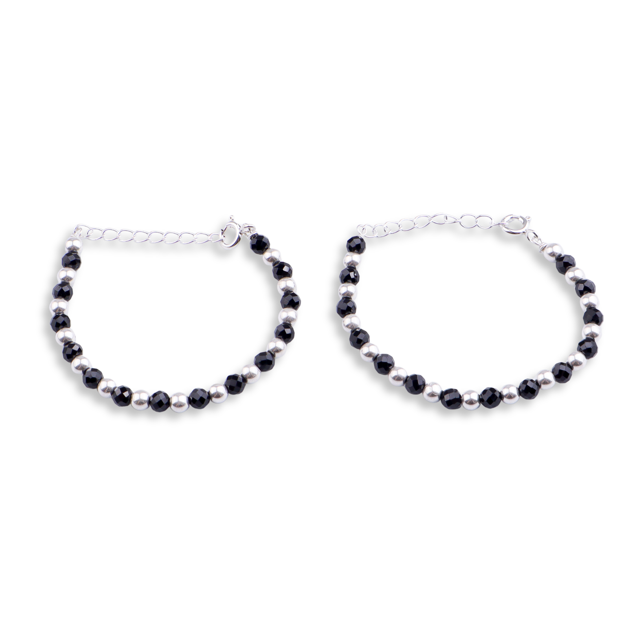 Baby Bracelet with Silver Beads and Black Spinal