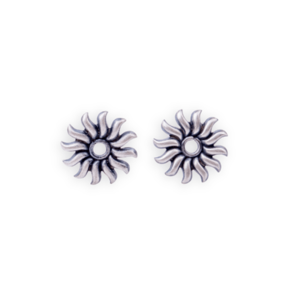 Silver Sun Motif Studs - House of Aadyaa Handcrafted Jewelry