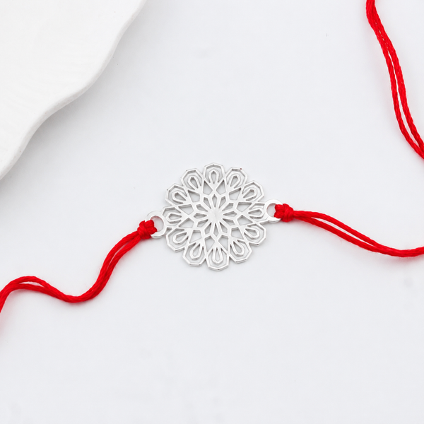 Silver Laser cut Rakhi