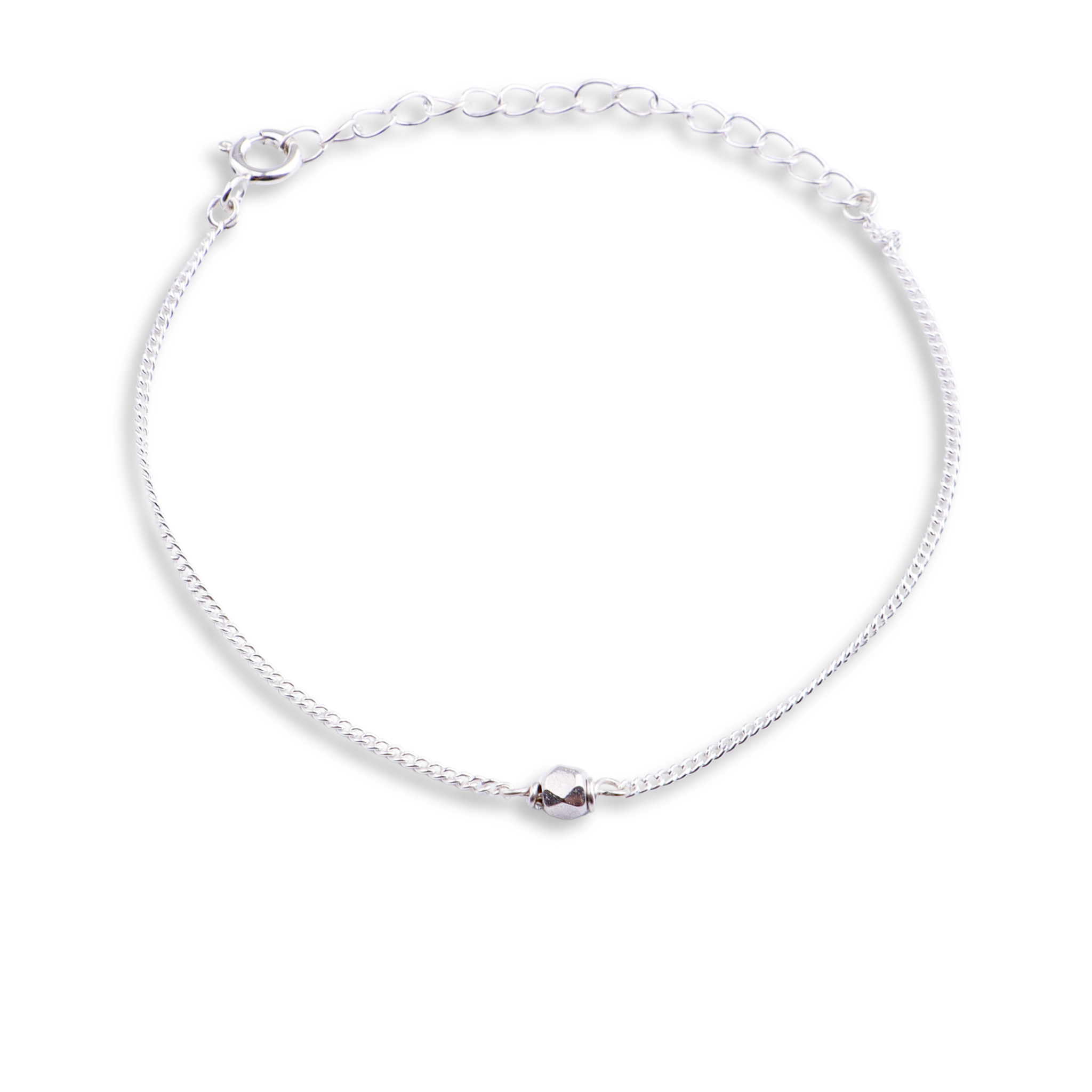 Silver Chain Single Bead Bracelet